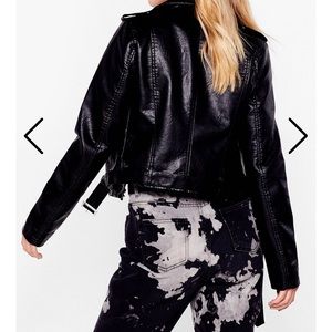 Nasty Gal Into Moto Sports Faux Leather Jacket NWT